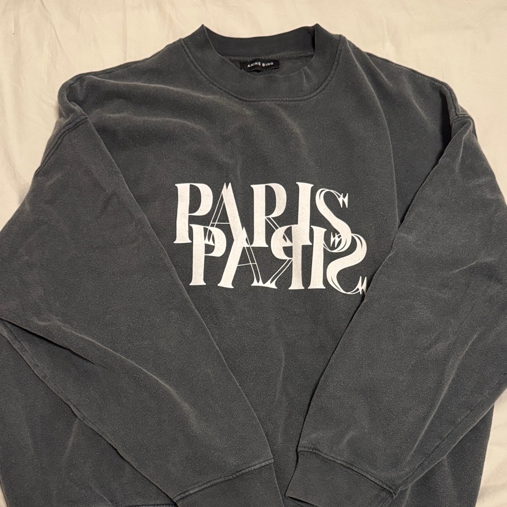 Anine Bing Jaci Paris Graphic women’s  Sweatshirt Charcoal distressed size S